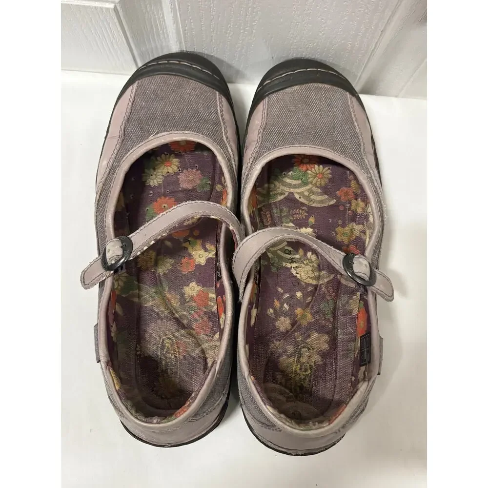 KEEN Mary Jane Flats Lavender Gray Canvas Leather Comfort Shoes Women’s US 9.5